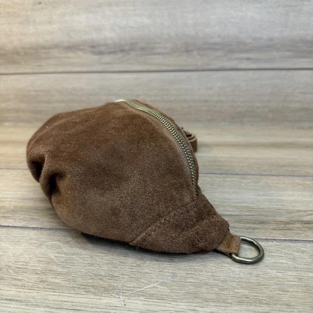 Marlon Made In Italy Fanny Pack Warm Rich Saddle Brown Suede Bag Purse Boho
